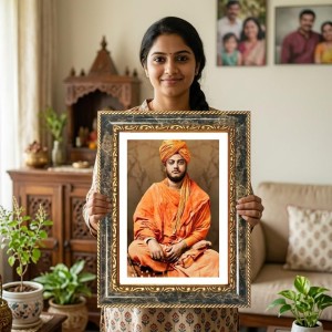 Swami Vivekananda Decorative Photo Frame With White Mount | Premium Wall & Tabletop Picture Frame | Home, Office & Temple Decoration | 8x12 Inch (Pack Of 1) (F32495)