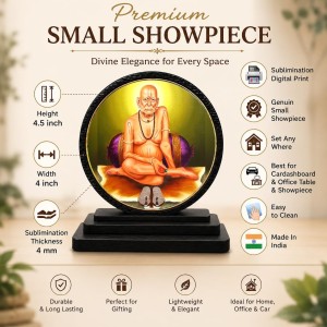 Car Dashboard Wooden Lord Akkalkot Swami Samarth Showpiece | 4 X 4.5 Inch Sublimation Printed Decorative Stand | 4 Mm MDF | Home Decor | Made in India (F33335)