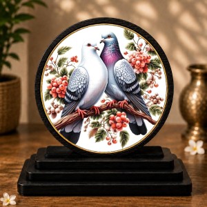 Car Dashboard Wooden Two Pigeon Showpiece | 4 X 4.5 Inch Sublimation Printed Decorative Stand | 4 Mm MDF | Home Decor | Made in India (F33526) Car Dashboard Wooden Two Pigeon Showpiece | 4 X 4.5 Inch Sublimation Printed Decorative Stand | 4 Mm MDF | Home Decor | Made in India (F33526)