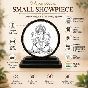 Car Dashboard Wooden Lord Ganeshaa Showpiece | 4 X 4.5 Inch Sublimation Printed Decorative Stand | 4 Mm MDF | Home Decor | Made in India (F33573) Car Dashboard Wooden Lord Ganeshaa Showpiece | 4 X 4.5 Inch Sublimation Printed Decorative Stand | 4 Mm MDF | Home Decor | Made in India (F33573)