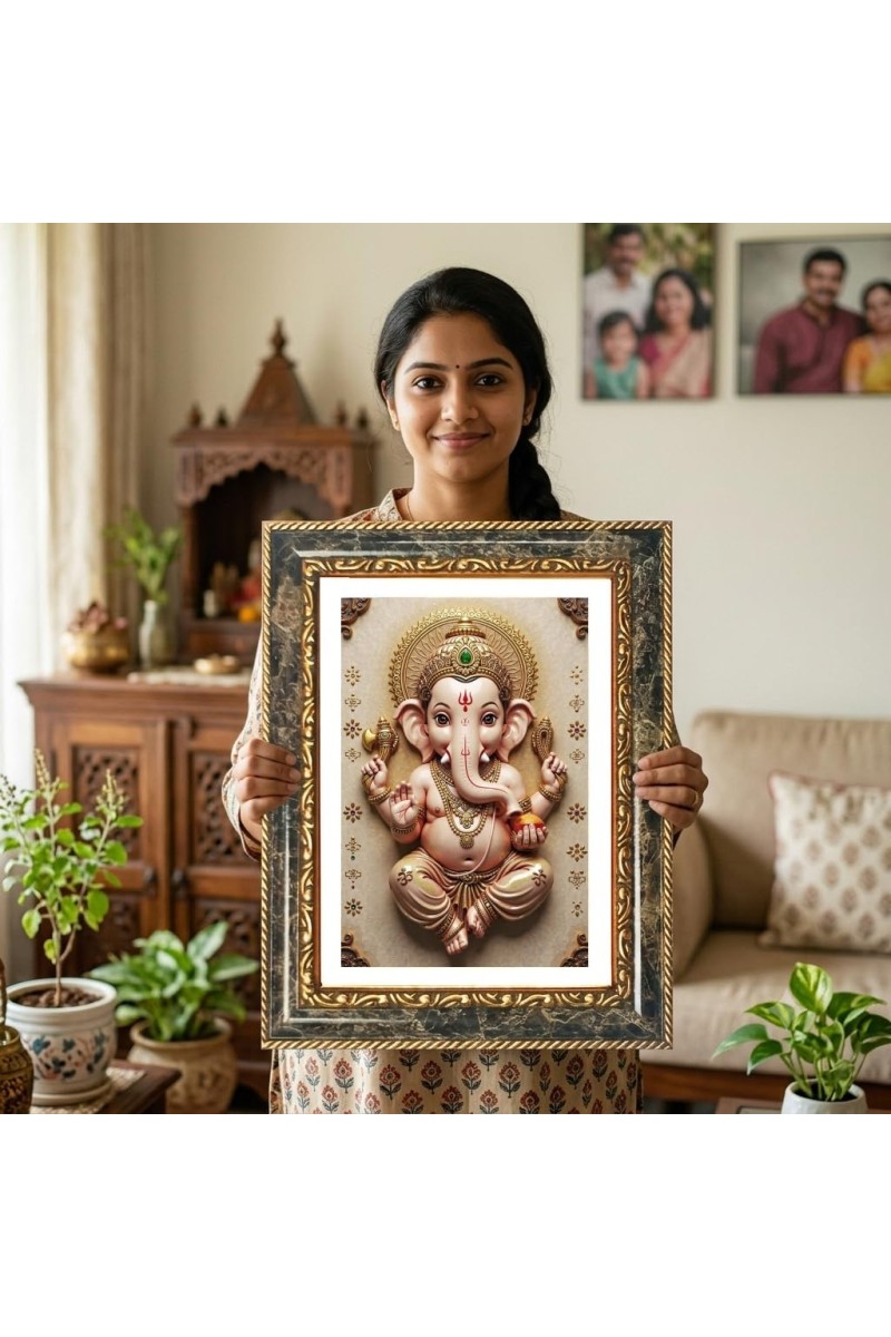 Cubist-style Depiction Of The Madonna And Child (the Virgin Mary Holding The Infant Jesus) Decorative Photo Frame With White Mount | Premium Wall & Tabletop Picture Frame | Home, Office & Temple Decor