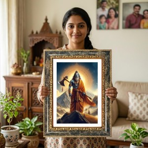 Parashuram Decorative Photo Frame With White Mount | Premium Wall & Tabletop Picture Frame | Home, Office & Temple Decoration | 8x12 Inch (Pack Of 1) (F33072)