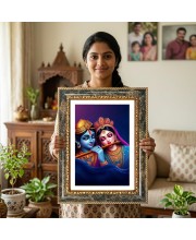 Radhaa Krishna Decorative Photo Frame With White Mount | Premium Wall & Tabletop Picture Frame | Home, Office & Temple Decoration | 8x12 Inch (Pack Of 1) (F31470)