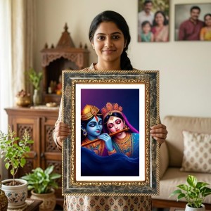 Radhaa Krishna Decorative Photo Frame With White Mount | Premium Wall & Tabletop Picture Frame | Home, Office & Temple Decoration | 8x12 Inch (Pack Of 1) (F31470) Radhaa Krishna Decorative Photo Frame With White Mount | Premium Wall & Tabletop Picture Frame | Home, Office & Temple Decoration | 8x12 Inch (Pack Of 1) (F31470)