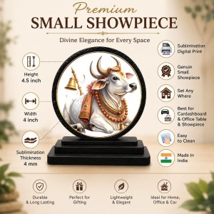 Car Dashboard Wooden Nandi Maharaj Showpiece | 4 X 4.5 Inch Sublimation Printed Decorative Stand | 4 Mm MDF | Home Decor | Made in India (F33569) Car Dashboard Wooden Nandi Maharaj Showpiece | 4 X 4.5 Inch Sublimation Printed Decorative Stand | 4 Mm MDF | Home Decor | Made in India (F33569)