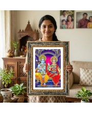 Radhaa Krishna Decorative Photo Frame With White Mount | Premium Wall & Tabletop Picture Frame | Home, Office & Temple Decoration | 10x14 Inch (Pack Of 1) (F33125)