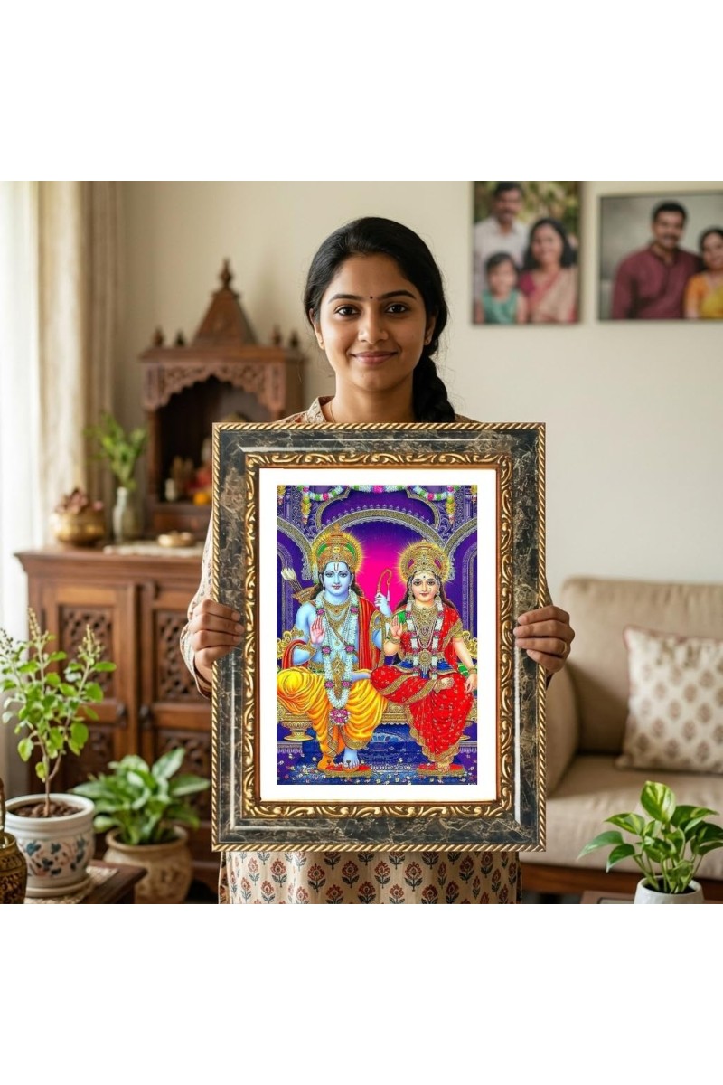 Radhaa Krishna Decorative Photo Frame With White Mount | Premium Wall & Tabletop Picture Frame | Home, Office & Temple Decoration | 8x12 Inch (Pack Of 1) (F33125)