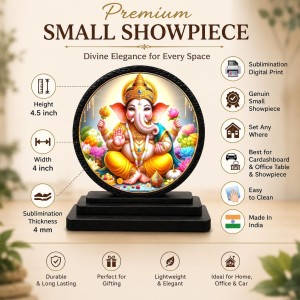 Car Dashboard Wooden Lord Ganeshaa Showpiece | 4 X 4.5 Inch Sublimation Printed Decorative Stand | 4 Mm MDF | Home Decor | Made in India (F33444) Car Dashboard Wooden Lord Ganeshaa Showpiece | 4 X 4.5 Inch Sublimation Printed Decorative Stand | 4 Mm MDF | Home Decor | Made in India (F33444)
