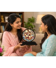 Car Dashboard Wooden Goddess Saraswati Showpiece | 4 X 4.5 Inch Sublimation Printed Decorative Stand | 4 Mm MDF | Home Decor | Made in India (F33422)