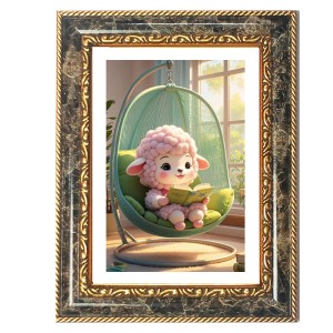 Lamb Decorative Photo Frame With White Mount | Premium Wall & Tabletop Picture Frame | Home, Office & Temple Decoration | 8x12 Inch (Pack Of 1) (F31566)