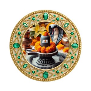 Shivalinga Fridge Magnet Wooden | Glossy Sublimation Print | 4x4 Inch | Strong Magnet Back | Decorative Magnet for Fridge, Almirah & Temple Decor (F23756)