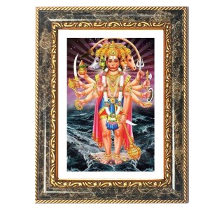 Panchamukhi Hanuman Decorative Photo Frame With White Mount | Premium Wall & Tabletop Picture Frame | Home, Office & Temple Decoration | 8x12 Inch (Pack Of 1) (F31619)