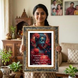 Saraswati Decorative Photo Frame With White Mount | Premium Wall & Tabletop Picture Frame | Home, Office & Temple Decoration | 12x16 Inch (Pack Of 1) (F31565)