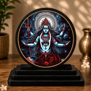 Car Dashboard Wooden Kali Goddess Showpiece | 4 X 4.5 Inch Sublimation Printed Decorative Stand | 4 Mm MDF | Home Decor | Made in India (F33653)
