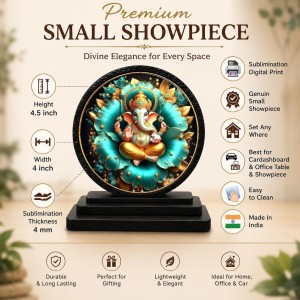 Car Dashboard Wooden Lord Ganeshaa Showpiece | 4 X 4.5 Inch Sublimation Printed Decorative Stand | 4 Mm MDF | Home Decor | Made in India (F33324) Car Dashboard Wooden Lord Ganeshaa Showpiece | 4 X 4.5 Inch Sublimation Printed Decorative Stand | 4 Mm MDF | Home Decor | Made in India (F33324)