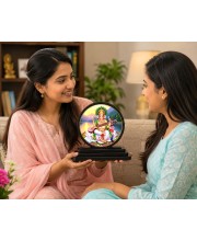 Car Dashboard Wooden Lord Ganeshaa Showpiece | 4 X 4.5 Inch Sublimation Printed Decorative Stand | 4 Mm MDF | Home Decor | Made in India (F33276)