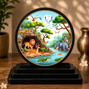 Car Dashboard Wooden Vibrant Jungle Scene Showpiece | 4 X 4.5 Inch Sublimation Printed Decorative Stand | 4 Mm MDF | Home Decor | Made in India (F33467) Car Dashboard Wooden Vibrant Jungle Scene Showpiece | 4 X 4.5 Inch Sublimation Printed Decorative Stand | 4 Mm MDF | Home Decor | Made in India (F33467)