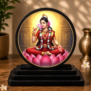 Car Dashboard Wooden Sri Bala Tripurasundari Showpiece | 4 X 4.5 Inch Sublimation Printed Decorative Stand | 4 Mm MDF | Home Decor | Made in India (F33461)