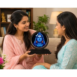 Car Dashboard Wooden Lord Shiva Showpiece | 4 X 4.5 Inch Sublimation Printed Decorative Stand | 4 Mm MDF | Home Decor | Made in India (F33605)