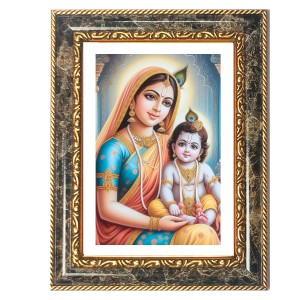 Yashoda And Krishna Decorative Photo Frame With White Mount | Premium Wall & Tabletop Picture Frame | Home, Office & Temple Decoration | 10x14 Inch (Pack Of 1) (F33211)