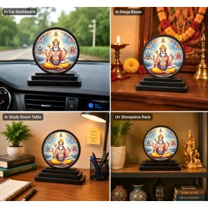 Car Dashboard Wooden Lord Brahma Showpiece | 4 X 4.5 Inch Sublimation Printed Decorative Stand | 4 Mm MDF | Home Decor | Made in India (F33491)