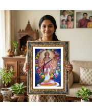 Saraswati Decorative Photo Frame With White Mount | Premium Wall & Tabletop Picture Frame | Home, Office & Temple Decoration | 10x14 Inch (Pack Of 1) (F32607)