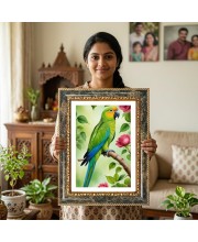 Parrot Decorative Photo Frame With White Mount | Premium Wall & Tabletop Picture Frame | Home, Office & Temple Decoration | 10x14 Inch (Pack Of 1) (F31254)
