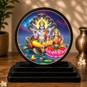 Car Dashboard Wooden Lord Vishnu and Goddess Lakshmi Showpiece | 4 X 4.5 Inch Sublimation Printed Decorative Stand | 4 Mm MDF | Home Decor | Made in India (F33641) Car Dashboard Wooden Lord Vishnu and Goddess Lakshmi Showpiece | 4 X 4.5 Inch Sublimation Printed Decorative Stand | 4 Mm MDF | Home Decor | Made in India (F33641)