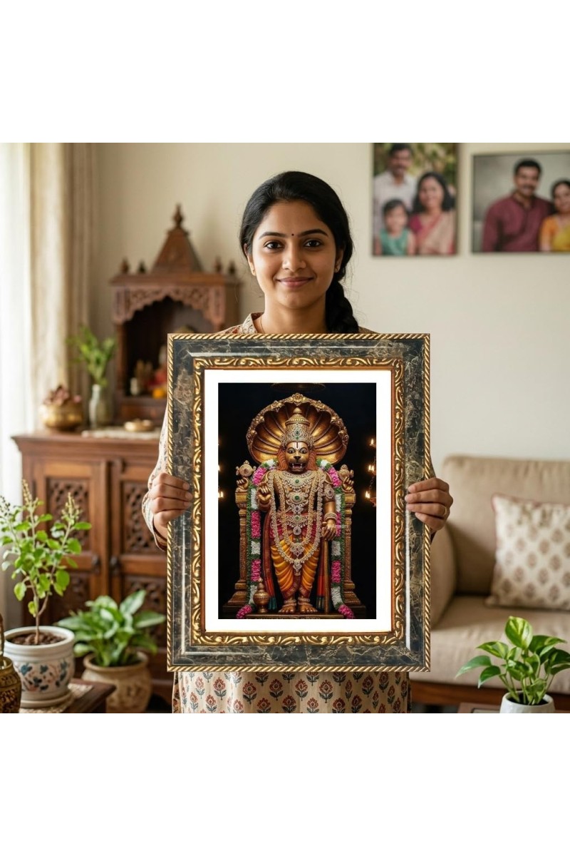 Narasimha Decorative Photo Frame With White Mount | Premium Wall & Tabletop Picture Frame | Home, Office & Temple Decoration | 10x14 Inch (Pack Of 1) (F32367)