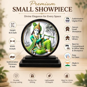 Car Dashboard Wooden Lord Krishna Showpiece | 4 X 4.5 Inch Sublimation Printed Decorative Stand | 4 Mm MDF | Home Decor | Made in India (F33545) Car Dashboard Wooden Lord Krishna Showpiece | 4 X 4.5 Inch Sublimation Printed Decorative Stand | 4 Mm MDF | Home Decor | Made in India (F33545)