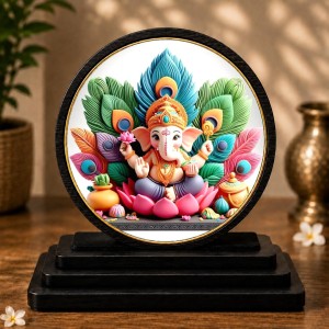 Car Dashboard Wooden Lord Ganeshaa Showpiece | 4 X 4.5 Inch Sublimation Printed Decorative Stand | 4 Mm MDF | Home Decor | Made in India (F33247) Car Dashboard Wooden Lord Ganeshaa Showpiece | 4 X 4.5 Inch Sublimation Printed Decorative Stand | 4 Mm MDF | Home Decor | Made in India (F33247)