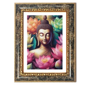 Buddha Decorative Photo Frame With White Mount | Premium Wall & Tabletop Picture Frame | Home, Office & Temple Decoration | 8x12 Inch (Pack Of 1) (F32671) Buddha Decorative Photo Frame With White Mount | Premium Wall & Tabletop Picture Frame | Home, Office & Temple Decoration | 8x12 Inch (Pack Of 1) (F32671)