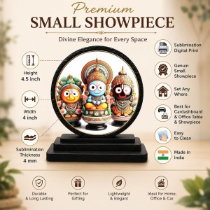 Car Dashboard Wooden Lord Jagannath, Balaram, and Subhadra Showpiece | 4 X 4.5 Inch Sublimation Printed Decorative Stand | 4 Mm MDF | Home Decor | Made in India (F33689) Car Dashboard Wooden Lord Jagannath, Balaram, and Subhadra Showpiece | 4 X 4.5 Inch Sublimation Printed Decorative Stand | 4 Mm MDF | Home Decor | Made in India (F33689)