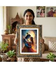 Radhaa Krishna Decorative Photo Frame With White Mount | Premium Wall & Tabletop Picture Frame | Home, Office & Temple Decoration | 12x16 Inch (Pack Of 1) (F33000)