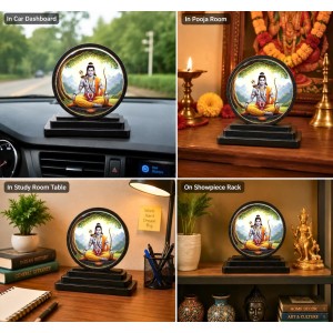 Car Dashboard Wooden Lord Rama Showpiece | 4 X 4.5 Inch Sublimation Printed Decorative Stand | 4 Mm MDF | Home Decor | Made in India (F33694)