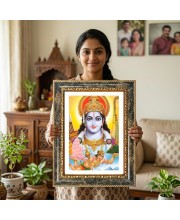 Vishnu Lakshmi Decorative Photo Frame With White Mount | Premium Wall & Tabletop Picture Frame | Home, Office & Temple Decoration | 12x16 Inch (Pack Of 1) (F33103)