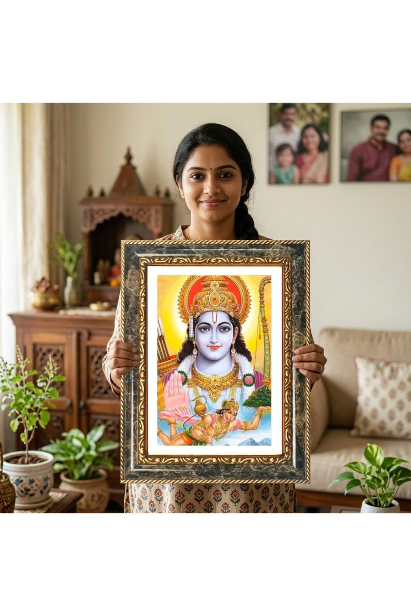 Vishnu Lakshmi Decorative Photo Frame With White Mount | Premium Wall & Tabletop Picture Frame | Home, Office & Temple Decoration | 12x16 Inch (Pack Of 1) (F33103)