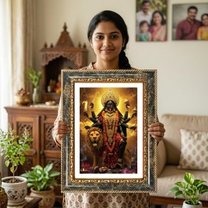 Kali Decorative Photo Frame With White Mount | Premium Wall & Tabletop Picture Frame | Home, Office & Temple Decoration | 8x12 Inch (Pack Of 1) (F31480)