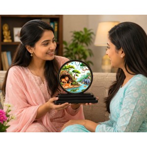 Car Dashboard Wooden Vibrant Jungle Scene Showpiece | 4 X 4.5 Inch Sublimation Printed Decorative Stand | 4 Mm MDF | Home Decor | Made in India (F33467) Car Dashboard Wooden Vibrant Jungle Scene Showpiece | 4 X 4.5 Inch Sublimation Printed Decorative Stand | 4 Mm MDF | Home Decor | Made in India (F33467)