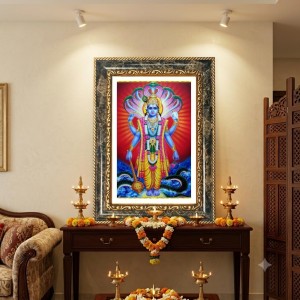 Vishnu Decorative Photo Frame With White Mount | Premium Wall & Tabletop Picture Frame | Home, Office & Temple Decoration | 8x12 Inch (Pack Of 1) (F31491)