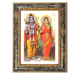 Rama And Sita Decorative Photo Frame With White Mount | Premium Wall & Tabletop Picture Frame | Home, Office & Temple Decoration | 8x12 Inch (Pack Of 1) (F33101)