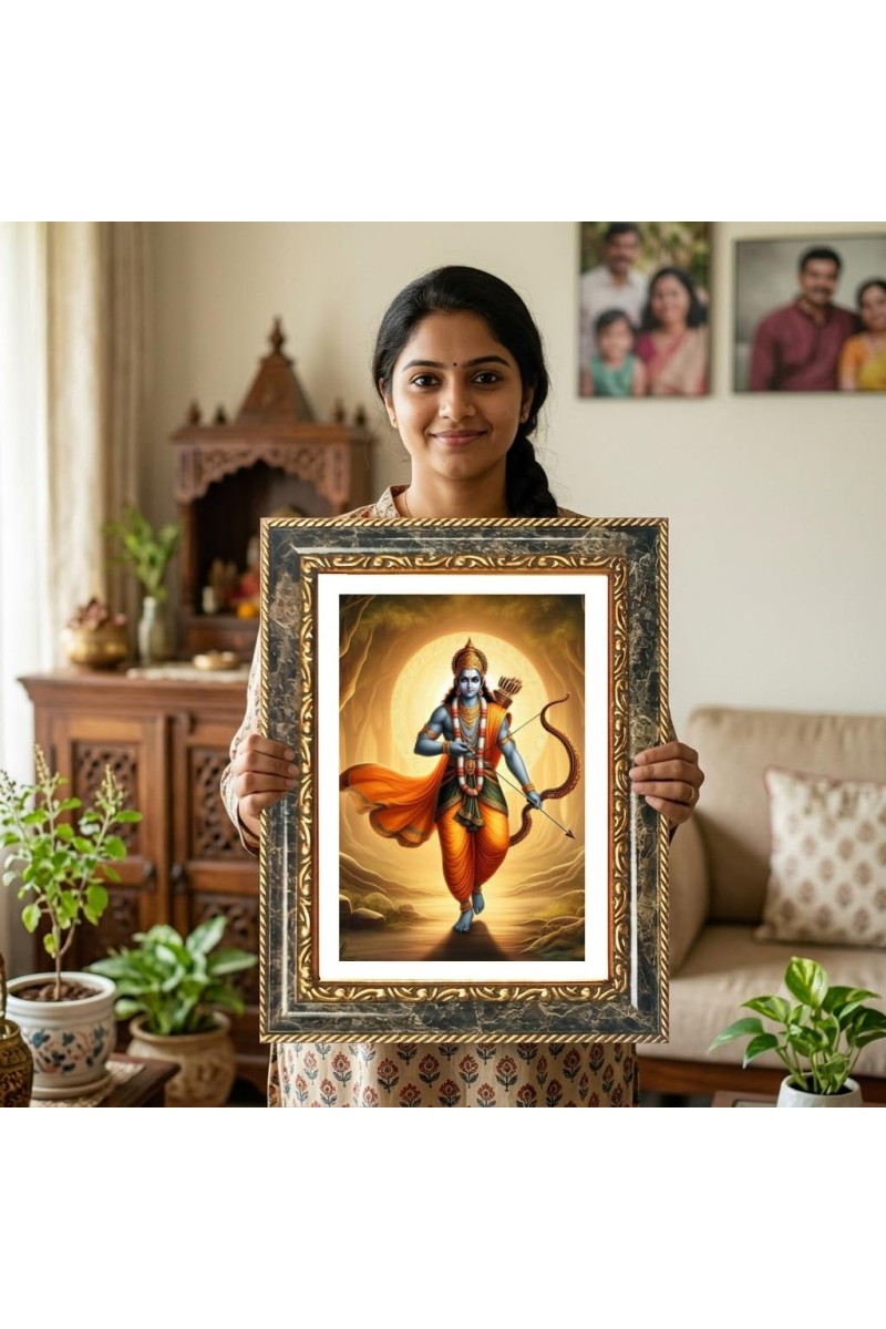 Rama Decorative Photo Frame With White Mount | Premium Wall & Tabletop Picture Frame | Home, Office & Temple Decoration | 8x12 Inch (Pack Of 1) (F33075)