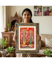 Vishnu And Lakshmi Decorative Photo Frame With White Mount | Premium Wall & Tabletop Picture Frame | Home, Office & Temple Decoration | 10x14 Inch (Pack Of 1) (F31587)