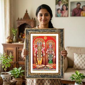 Vishnu And Lakshmi Decorative Photo Frame With White Mount | Premium Wall & Tabletop Picture Frame | Home, Office & Temple Decoration | 8x12 Inch (Pack Of 1) (F31587) Vishnu And Lakshmi Decorative Photo Frame With White Mount | Premium Wall & Tabletop Picture Frame | Home, Office & Temple Decoration | 8x12 Inch (Pack Of 1) (F31587)