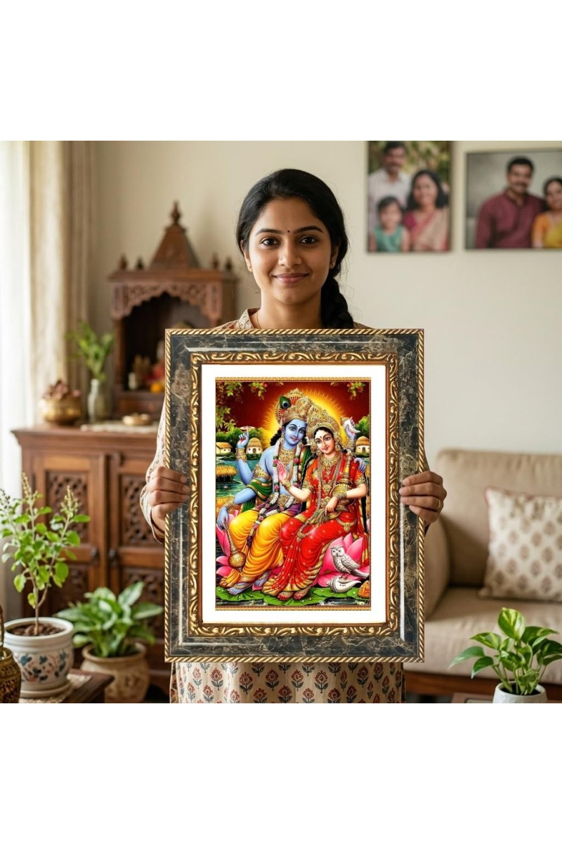 Radhaa Krishna Decorative Photo Frame With White Mount | Premium Wall & Tabletop Picture Frame | Home, Office & Temple Decoration | 8x12 Inch (Pack Of 1) (F31340)