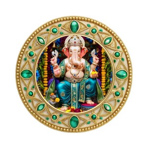 Lord Ganeshaa Fridge Magnet Wooden | Glossy Sublimation Print | 4x4 Inch | Strong Magnet Back | Decorative Magnet for Fridge, Almirah & Temple Decor (F23710)