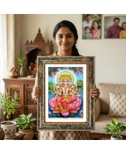 Vishnu And Lakshmi Decorative Photo Frame With White Mount | Premium Wall & Tabletop Picture Frame | Home, Office & Temple Decoration | 12x16 Inch (Pack Of 1) (F31587)
