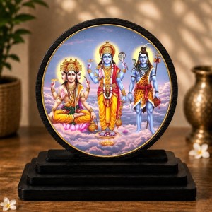 Car Dashboard Wooden Lord Brahma, Vishnu, Shiva Showpiece | 4 X 4.5 Inch Sublimation Printed Decorative Stand | 4 Mm MDF | Home Decor | Made in India (F33610) Car Dashboard Wooden Lord Brahma, Vishnu, Shiva Showpiece | 4 X 4.5 Inch Sublimation Printed Decorative Stand | 4 Mm MDF | Home Decor | Made in India (F33610)