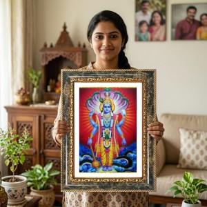 Vishnu Decorative Photo Frame With White Mount | Premium Wall & Tabletop Picture Frame | Home, Office & Temple Decoration | 8x12 Inch (Pack Of 1) (F31491)