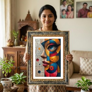 Vibrant Pop Art Woman Abstract Painting Decorative Photo Frame With White Mount | Premium Wall & Tabletop Picture Frame | Home, Office & Temple Decoration | 8x12 Inch (Pack Of 1) (F31380) Vibrant Pop Art Woman Abstract Painting Decorative Photo Frame With White Mount | Premium Wall & Tabletop Picture Frame | Home, Office & Temple Decoration | 8x12 Inch (Pack Of 1) (F31380)
